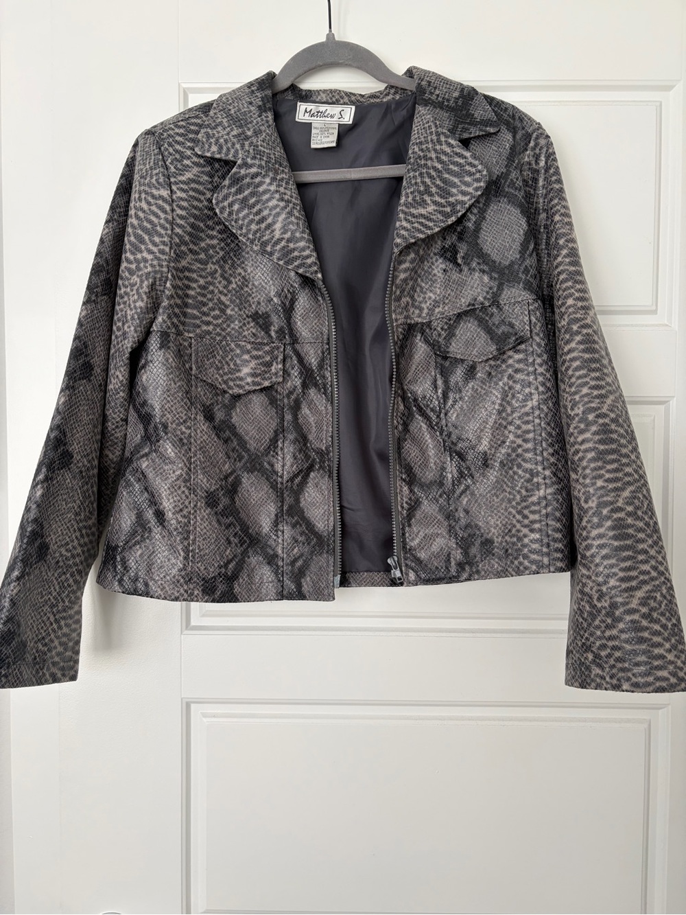 Women's Gray Snake-Print Zip Jacket